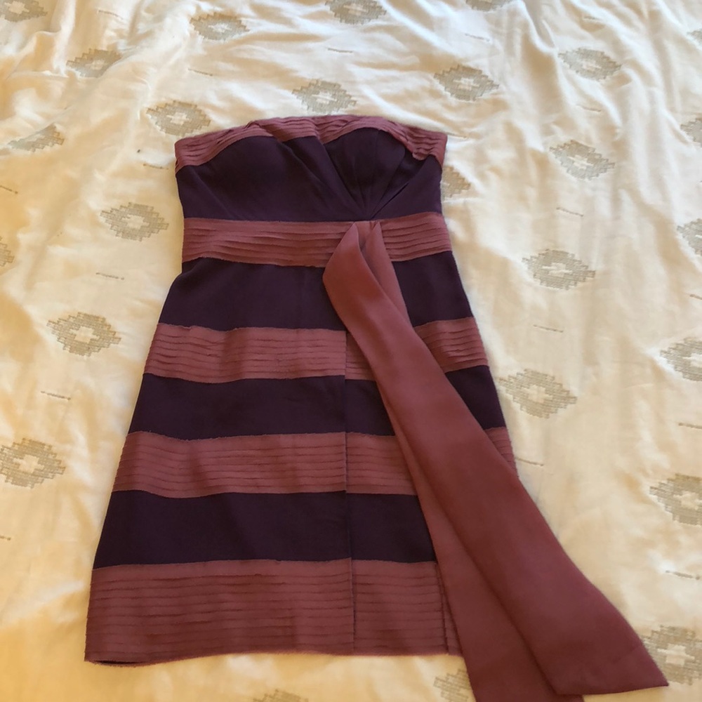 Anthro Hitherto Plum Purple Chiffon Stripe Dress